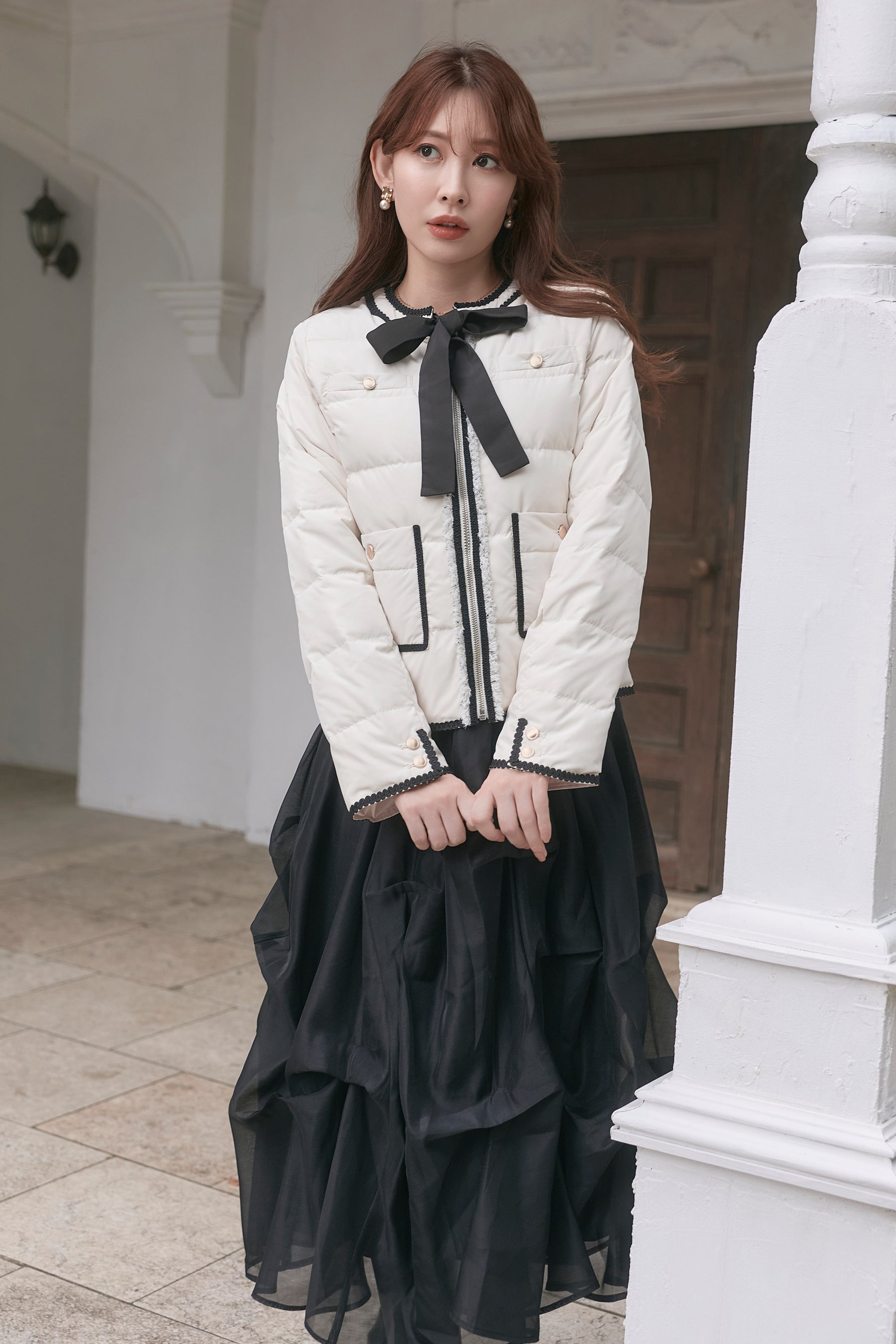 【10月中旬発送】Aurelia Bow Trim Down Jacket