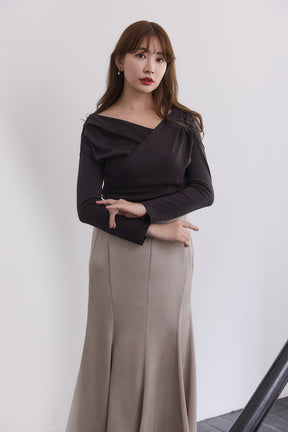 【新色】Asymmetric Cotton-blend Jersey Top