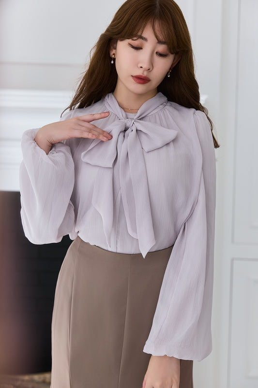 【新色】Two-Way Bow-Tie Chiffon Blouse