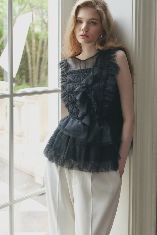 Vol.3 Shimmer Lace Peplum Top