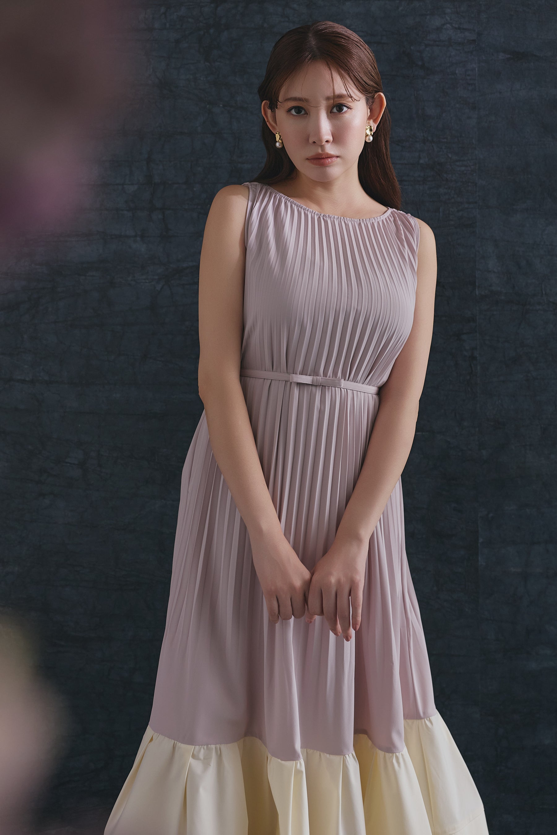 Pleated Fluid Long Dress		