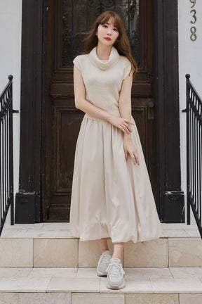 Gathered Balloon Long Skirt