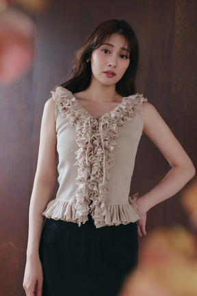 ［Essentia］Layered Ruffle Knit Top