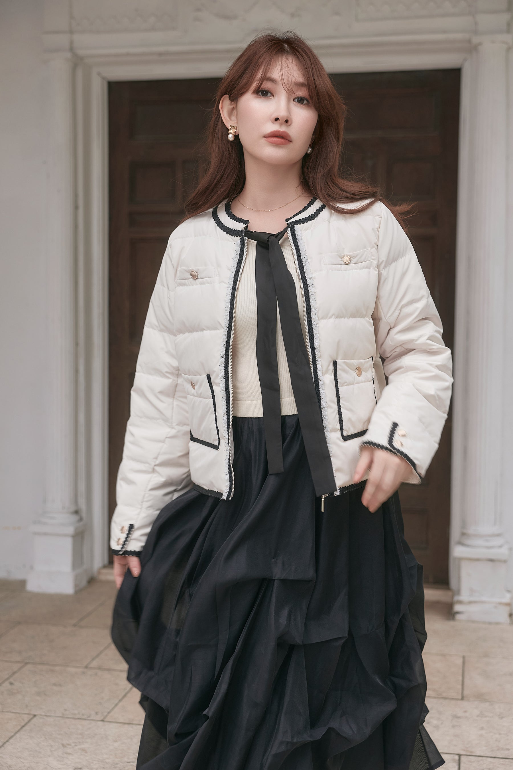 【10月中旬発送】Aurelia Bow Trim Down Jacket
