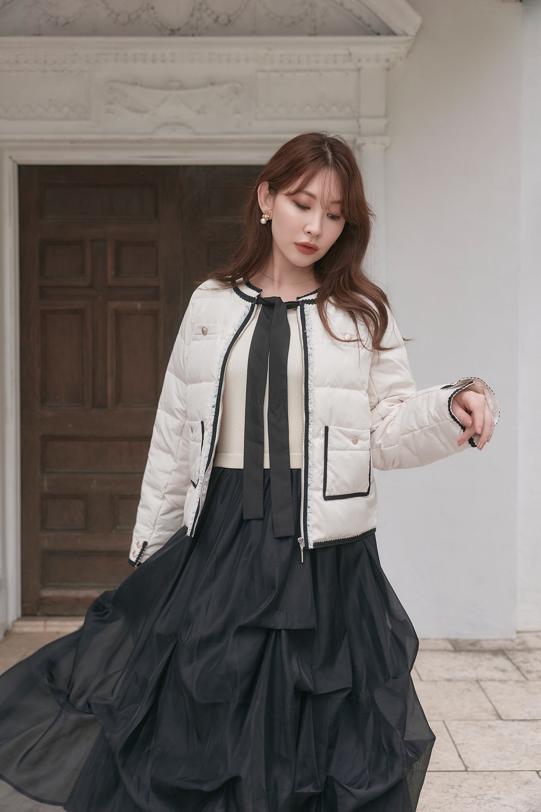 【10月中旬発送】Aurelia Bow Trim Down Jacket