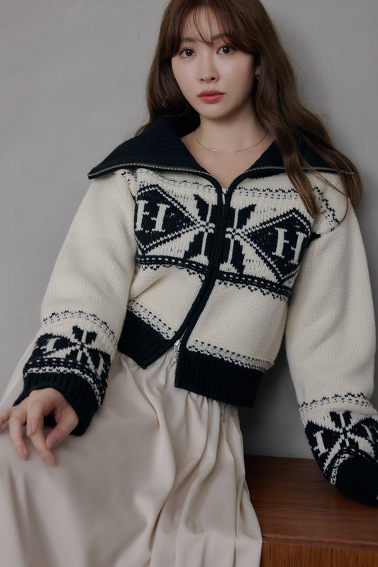 [Shipping in early January] H Nordic Knit Zip Jacket