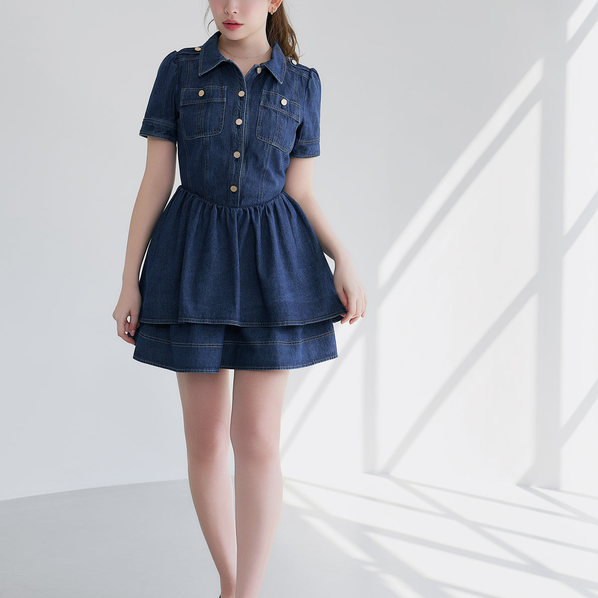 herlipto Tiered Denim Mini Dress デニムワンピ 01_1609-