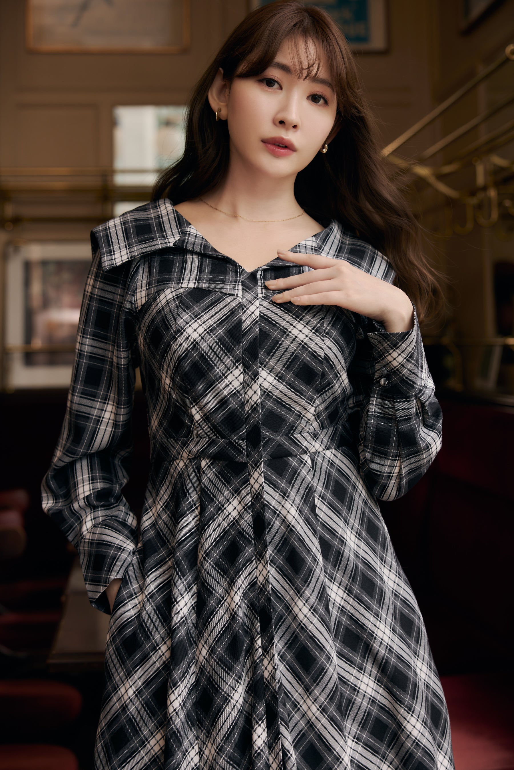 Coutume Plaid Flare Dress