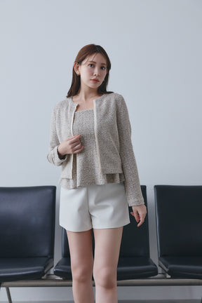 Contrast Trim Tweed Set