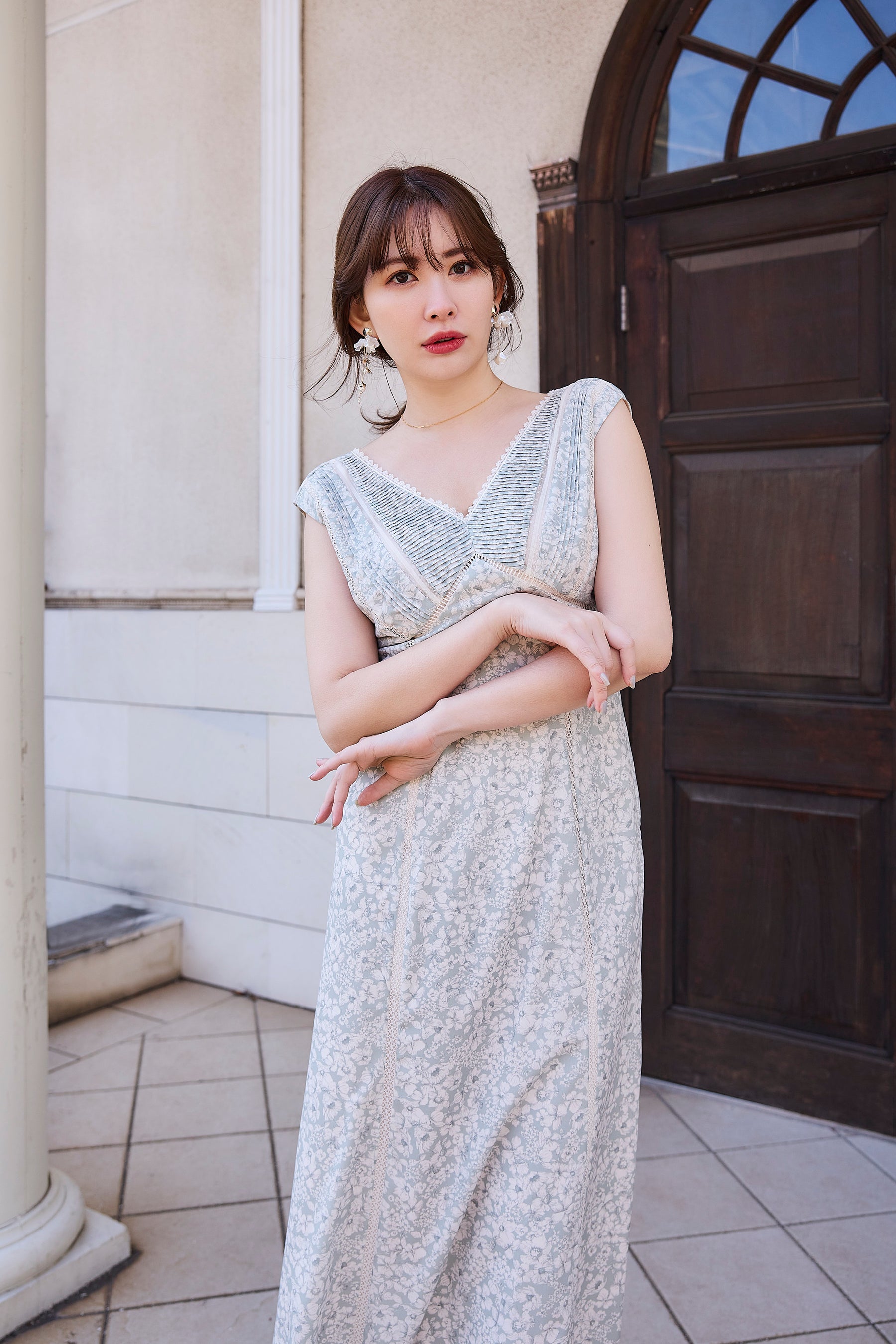 【新色】Lace Trimmed Floral Dress