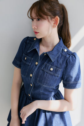 Tiered Denim Mini Dress
