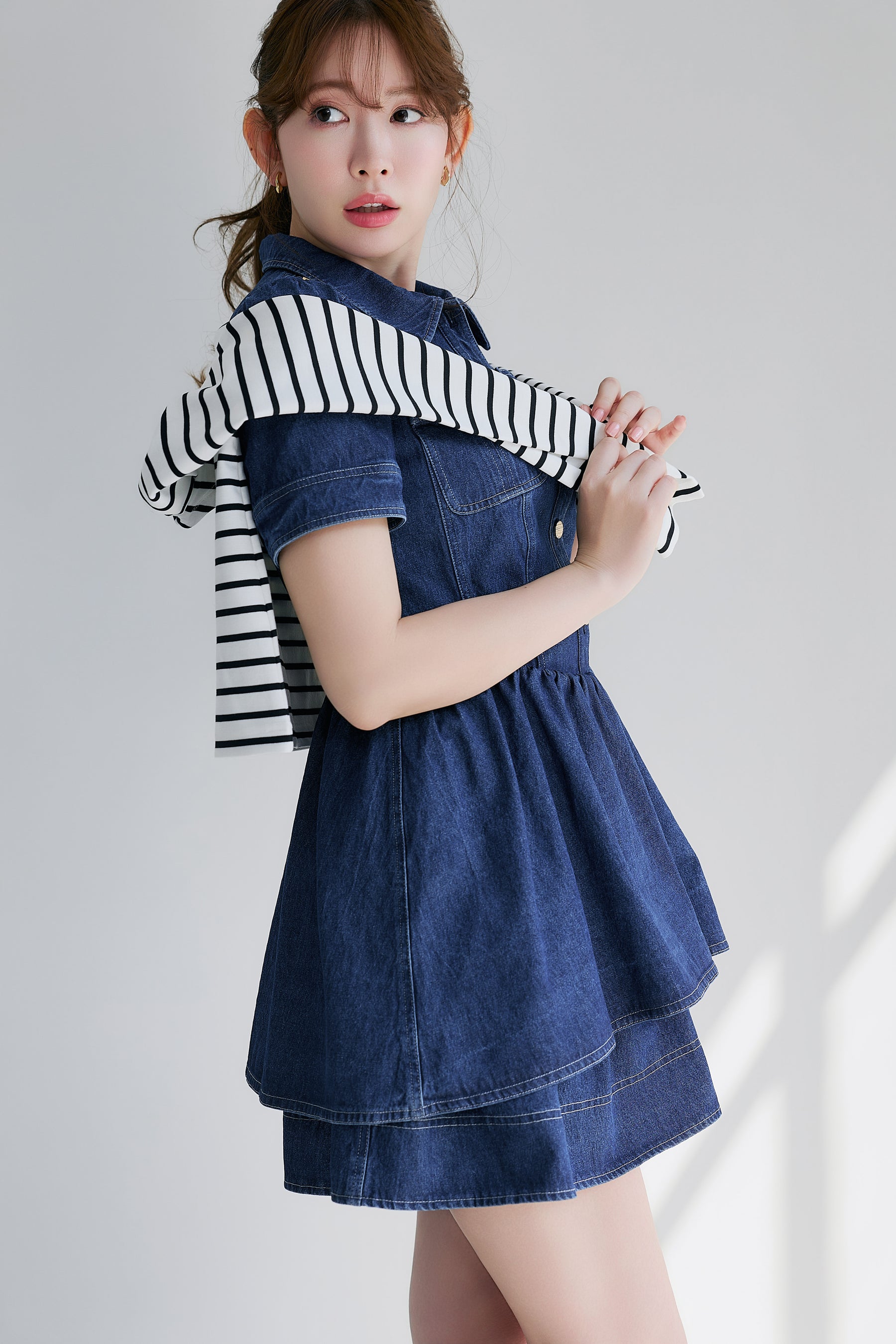 Tiered Denim Mini Dress
