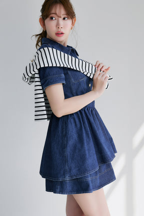 Tiered Denim Mini Dress
