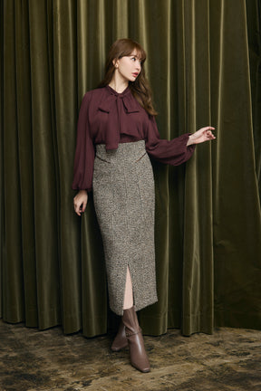 Hemingway Check Tweed Long Skirt