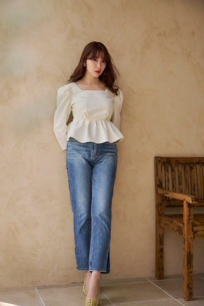 [新色] Volume Sleeve Jacquard Top