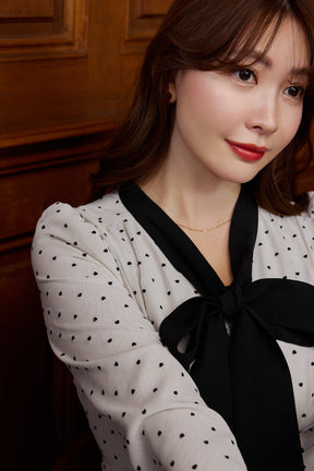 Heart Dot Bow Tie Chiffon Dress