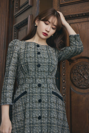 23AW】herlipto Classic Tweed Midi Dress-