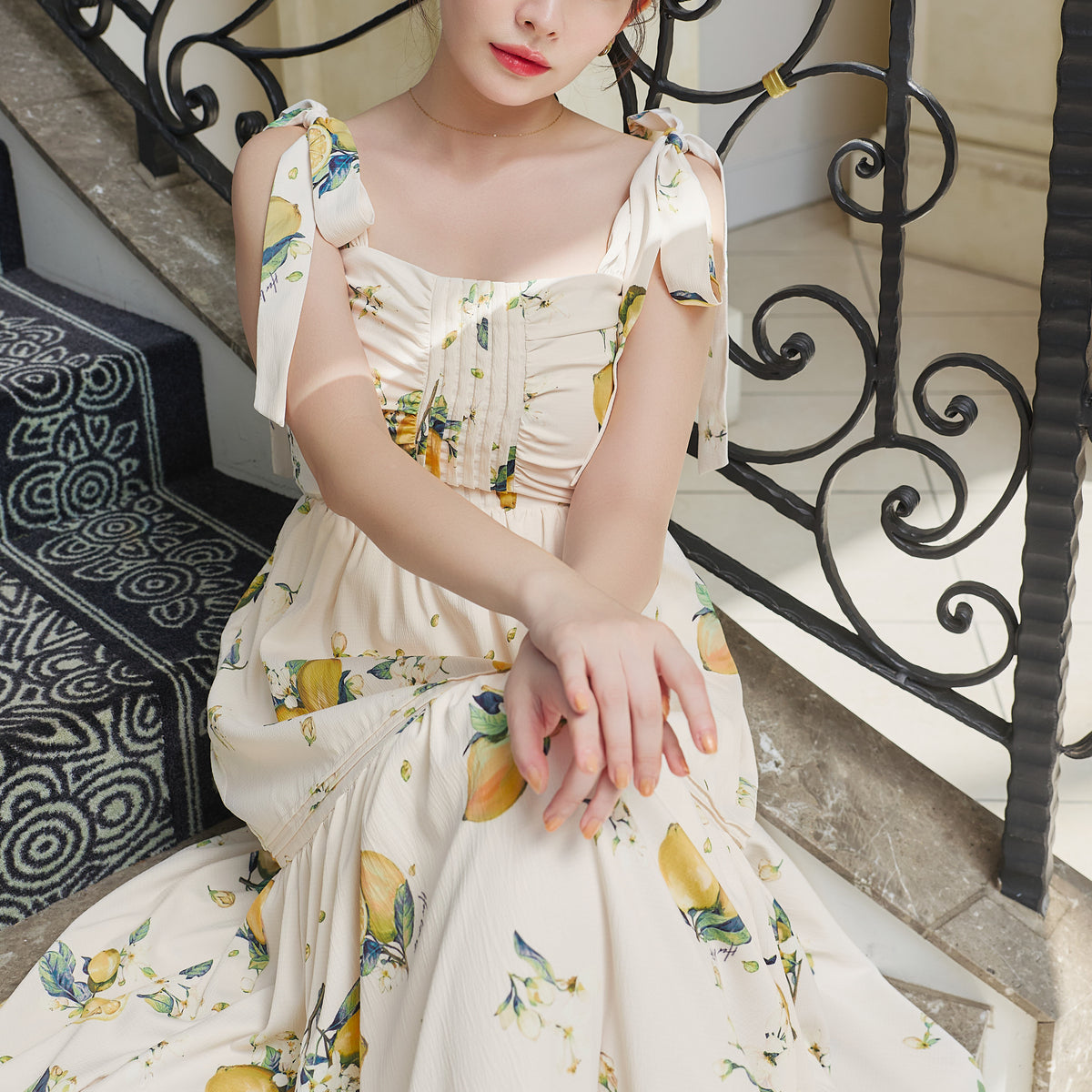 Capri Lemon Print Dress white Sサイズ 7月下旬発送】Capri Lemon Print Dress