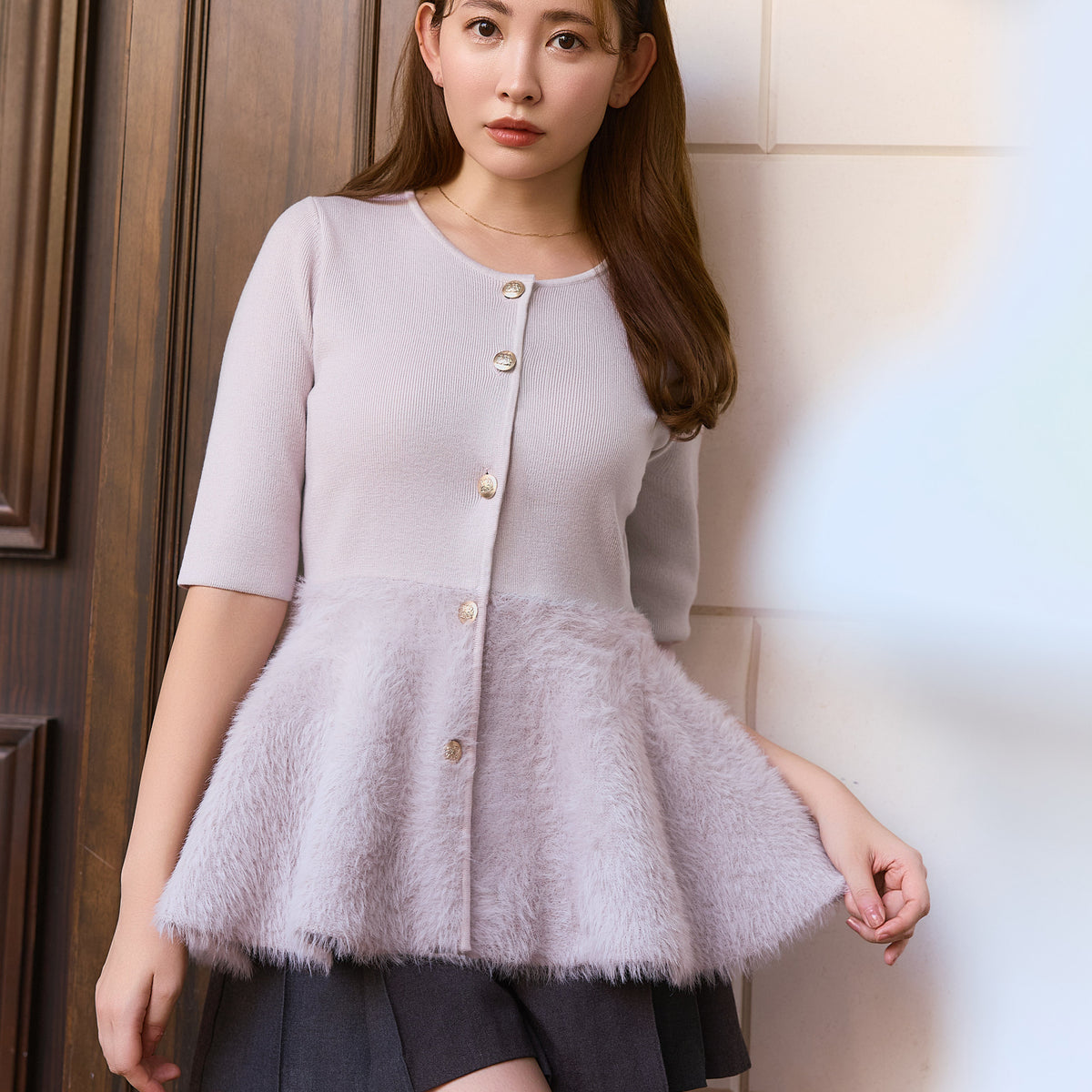 herlipto Peplum Fur Knit Top S 新品 10月中旬発送】Peplum Fur Knit Top
