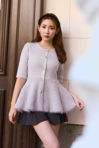 Peplum Fur Knit Top