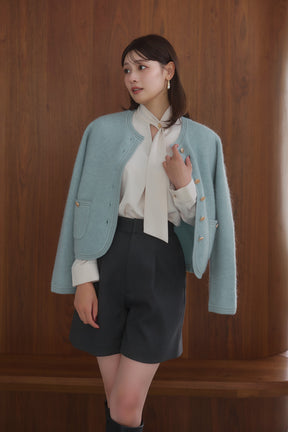 ［Essentia］Gold Emblem Button Knit Jacket