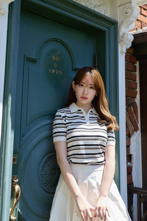 Multi Border Polo Top