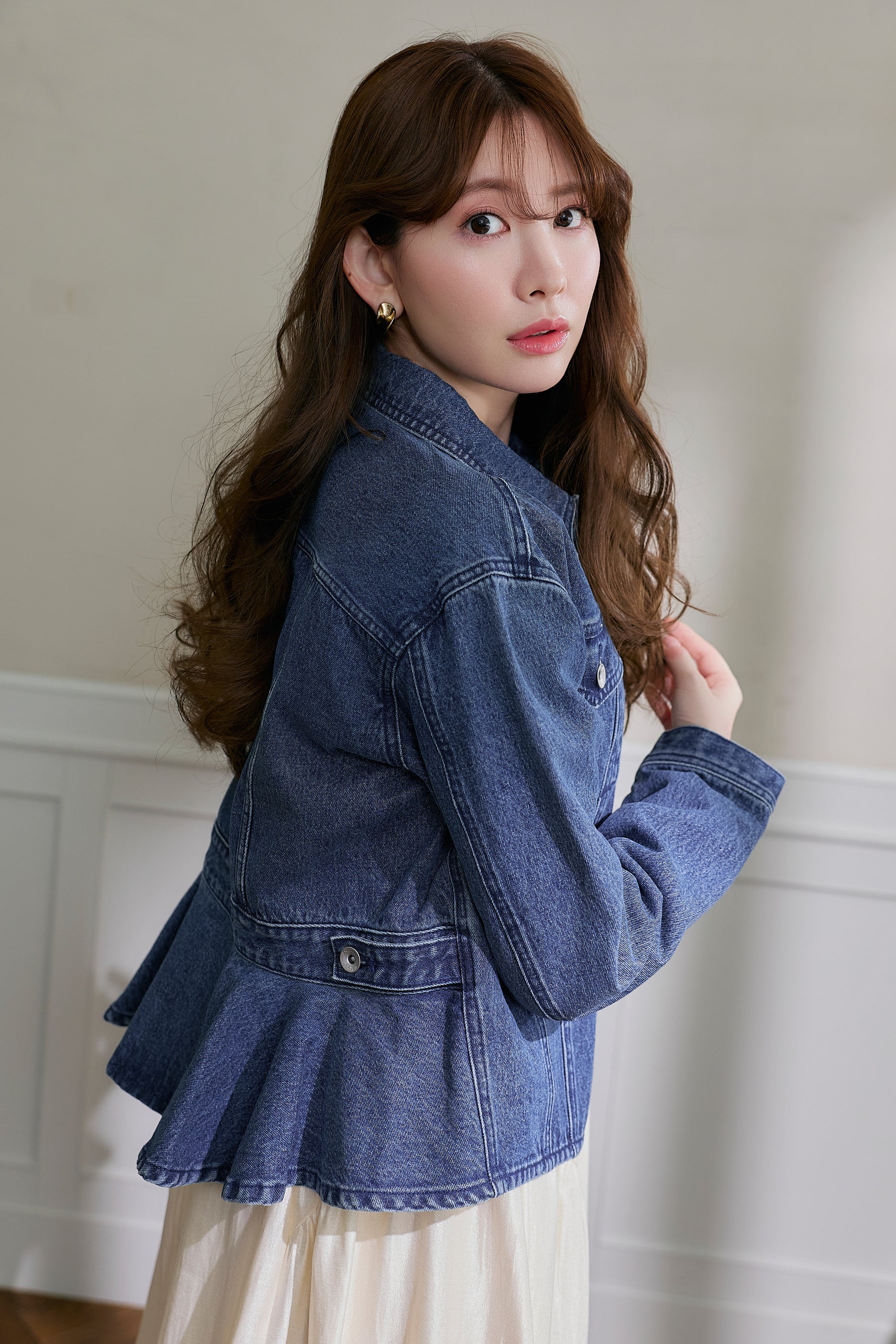 Peplum Back Denim Jacket