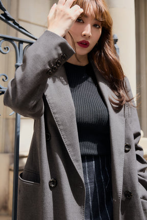 Double-Breasted Long Blazer