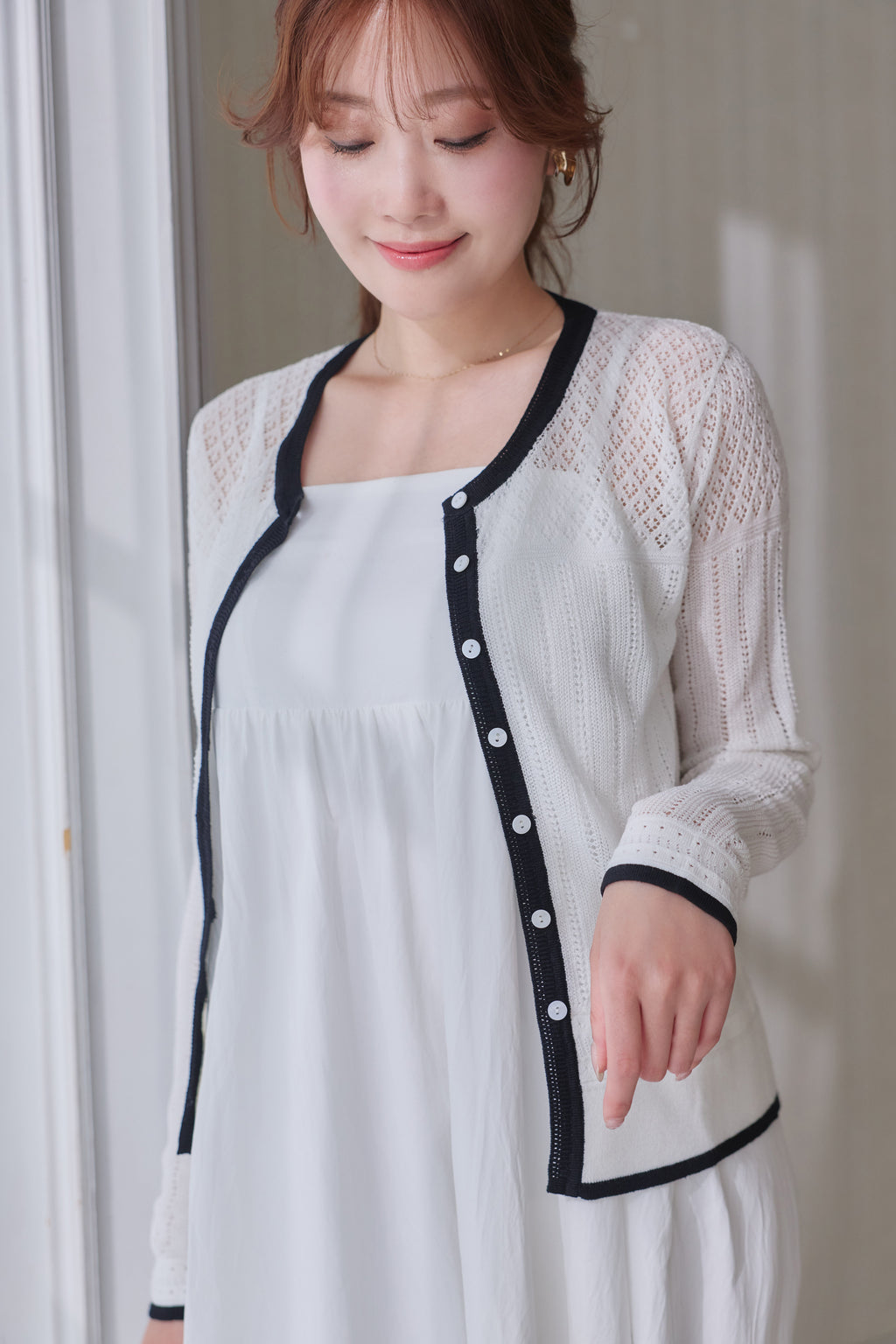 FOR HER］【6月上旬発送】Crochet-Knit Cardigan