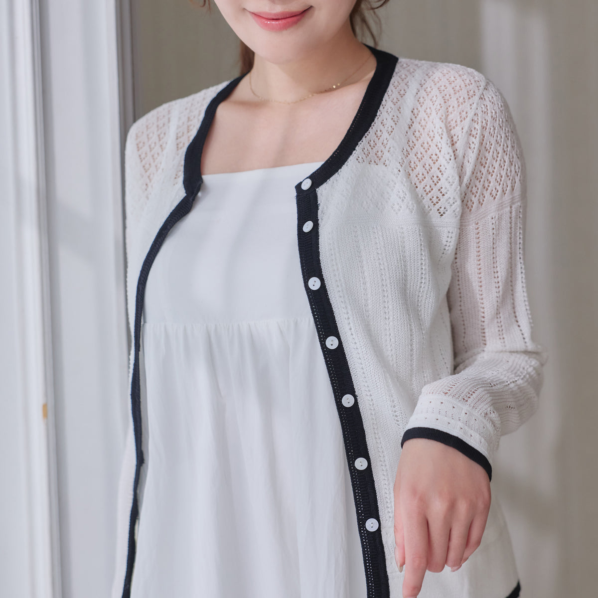 6月上旬発送】Crochet-Knit Cardigan