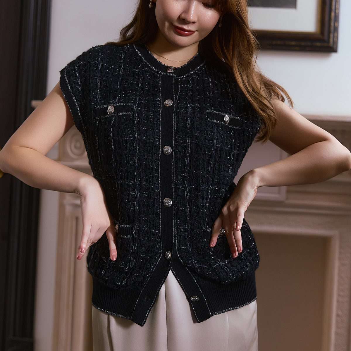 トップス Aveline Knit Gilet / black Aveline Knit Gilet