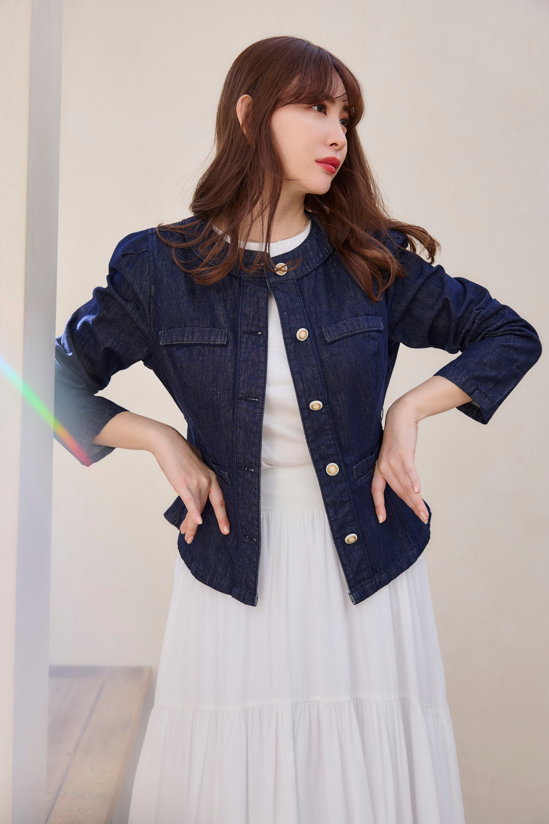 [Shipped in late February] New Classic Belted Denim Jacket