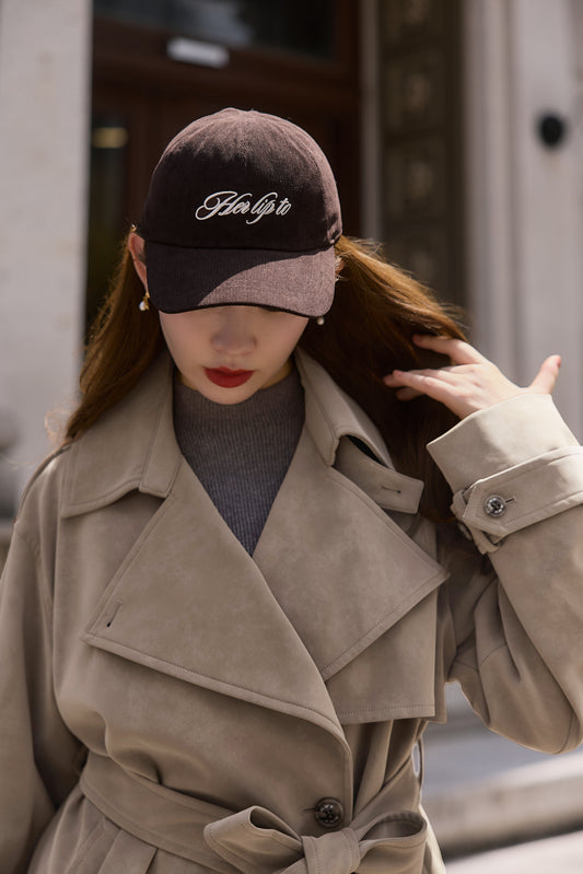 Logo Embroidered Corduroy Cap
