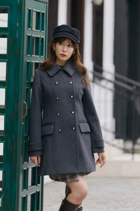 Wool-Blend Tailored Peacoat