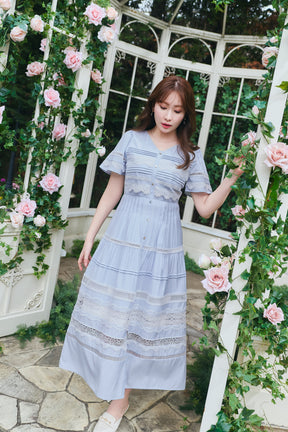 Clair Pintuck Lace Dress