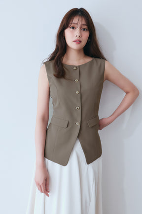 【7月下旬発送】［Essentia］Gold Button Vest