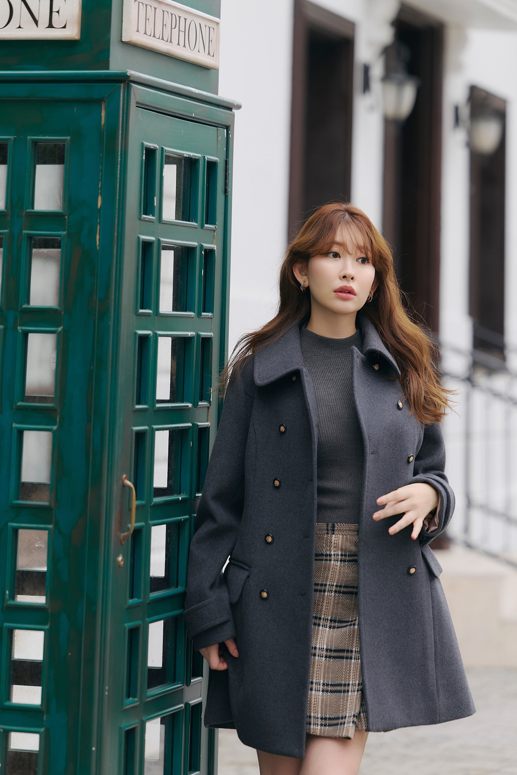 Wool-Blend Tailored Peacoat