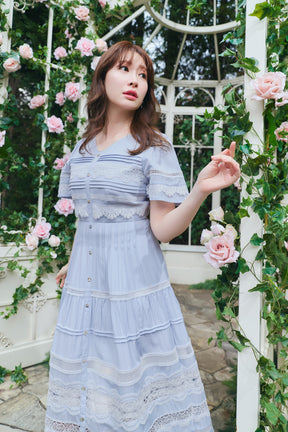 Clair Pintuck Lace Dress