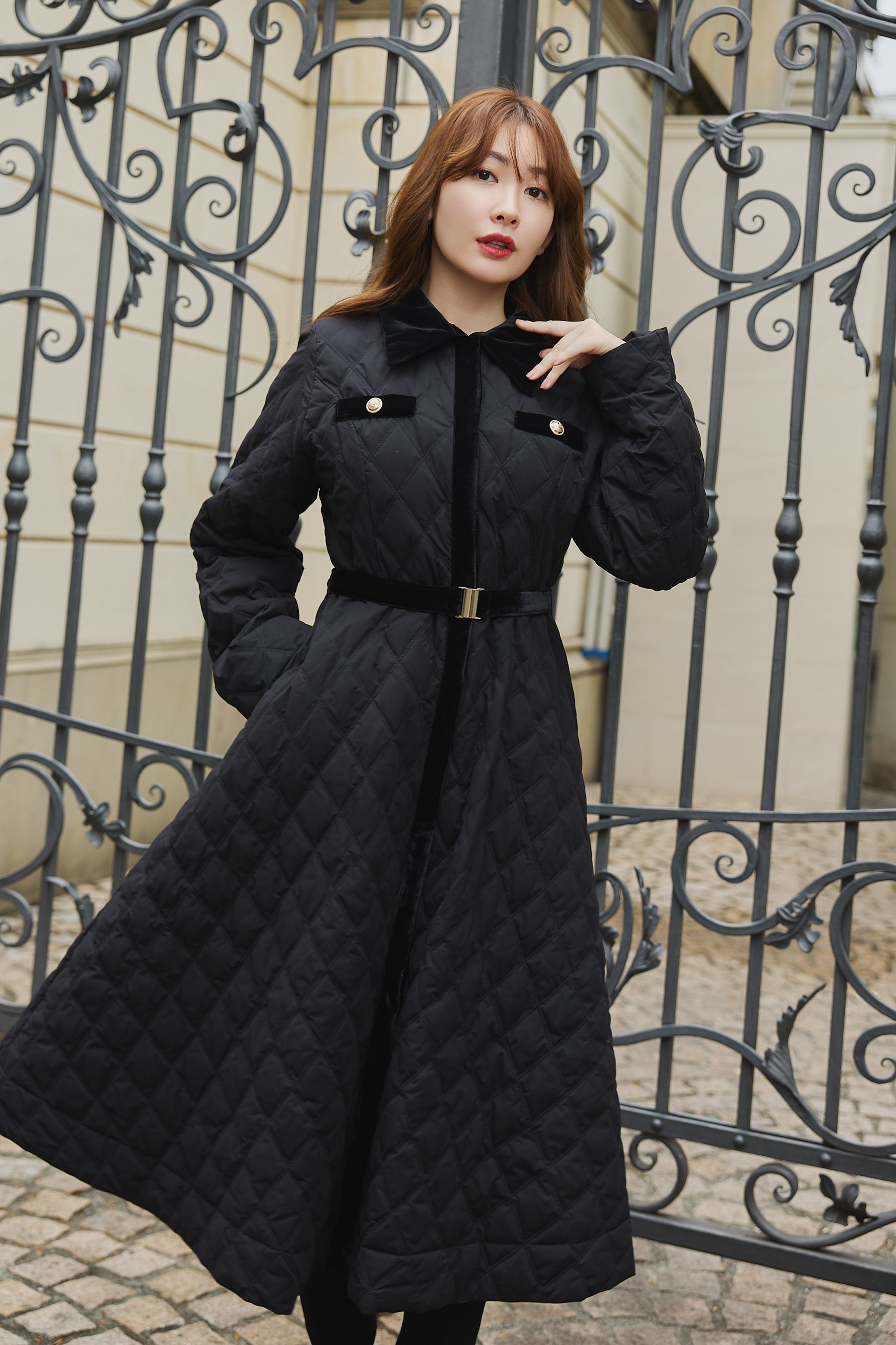 Liora Long Quilted Down Coat