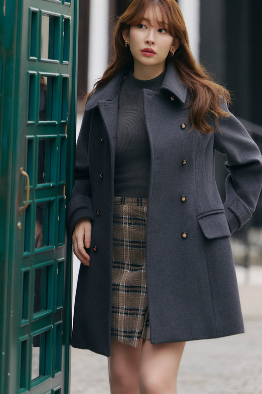 Wool-Blend Tailored Peacoat