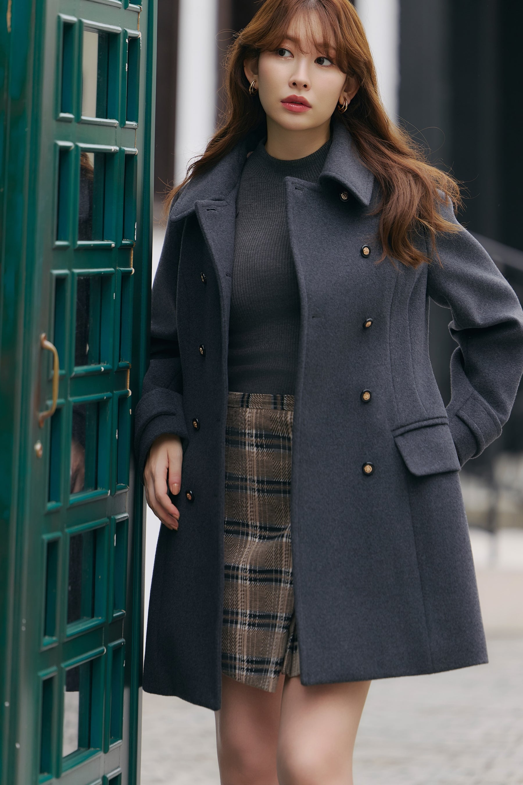 Wool-Blend Tailored Peacoat