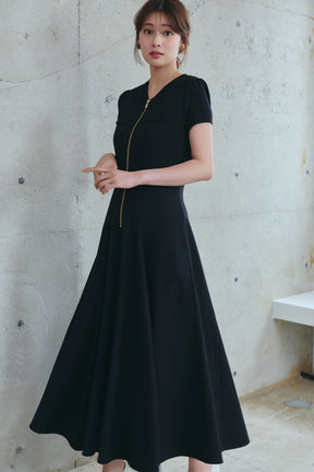 ［Essentia］Front Zip Long Dress