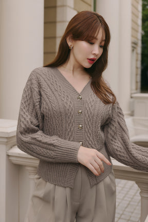 Plume Cable-Knit Cardigan