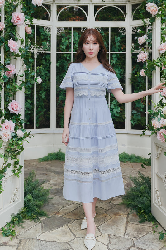 Clair Pintuck Lace Dress