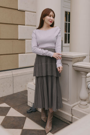 Soft Pleated Tiered Knit Dress