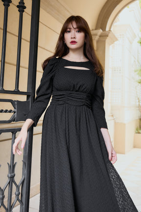 Jacquard Cut-Out Chiffon Dress