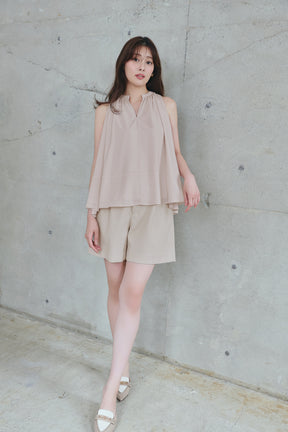［Essentia］Back Ribbon Chiffon Top