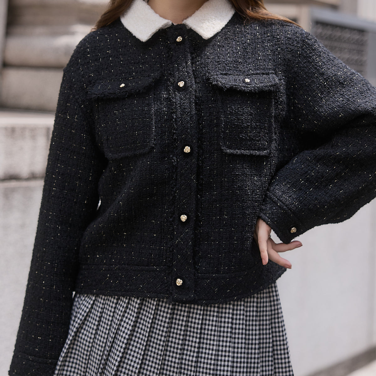 ジャケット・アウター herlipto wool-blend fancy tweed jacket herlipto Wool-Blend Fancy Tweed Jacket