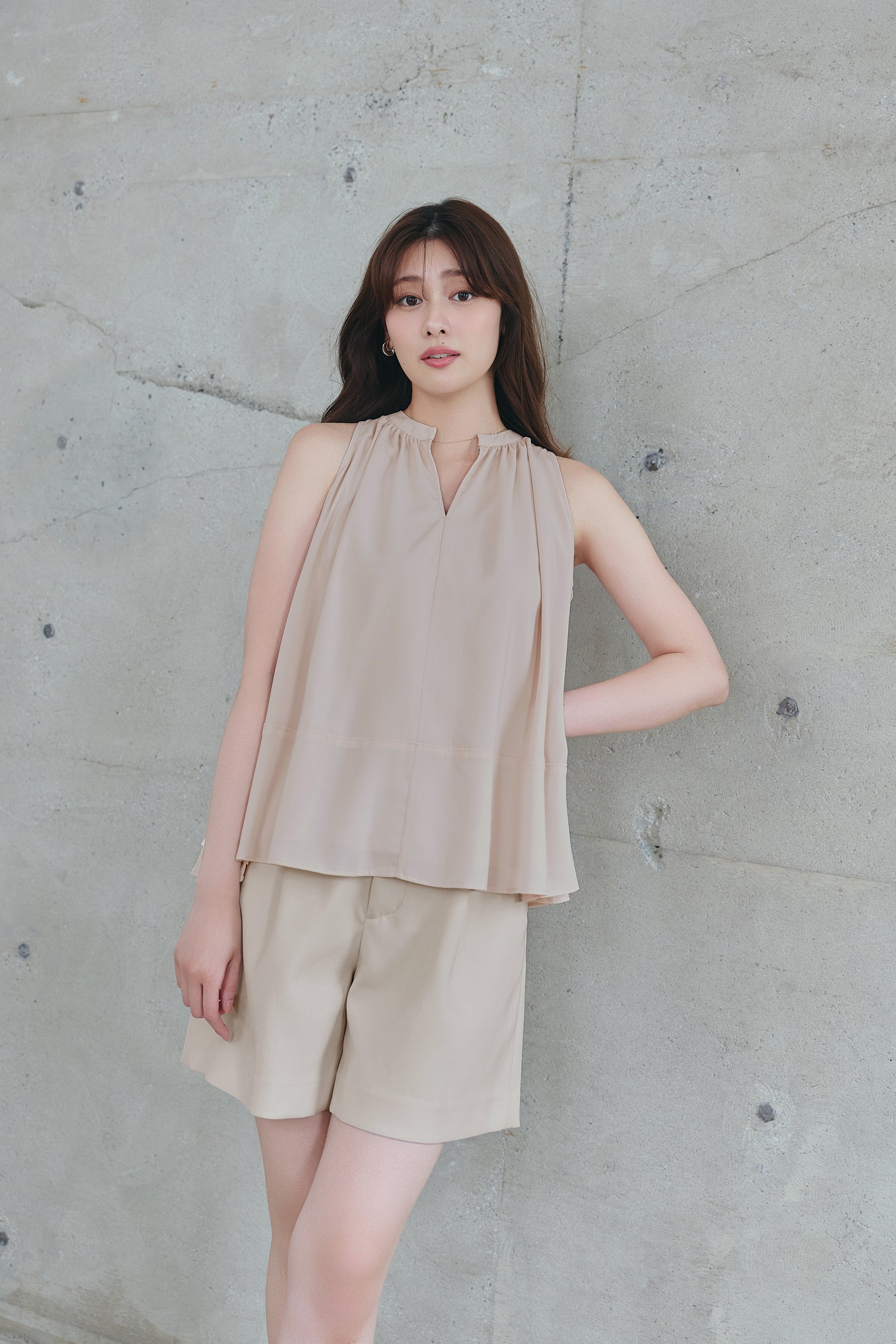 ［Essentia］Back Ribbon Chiffon Top