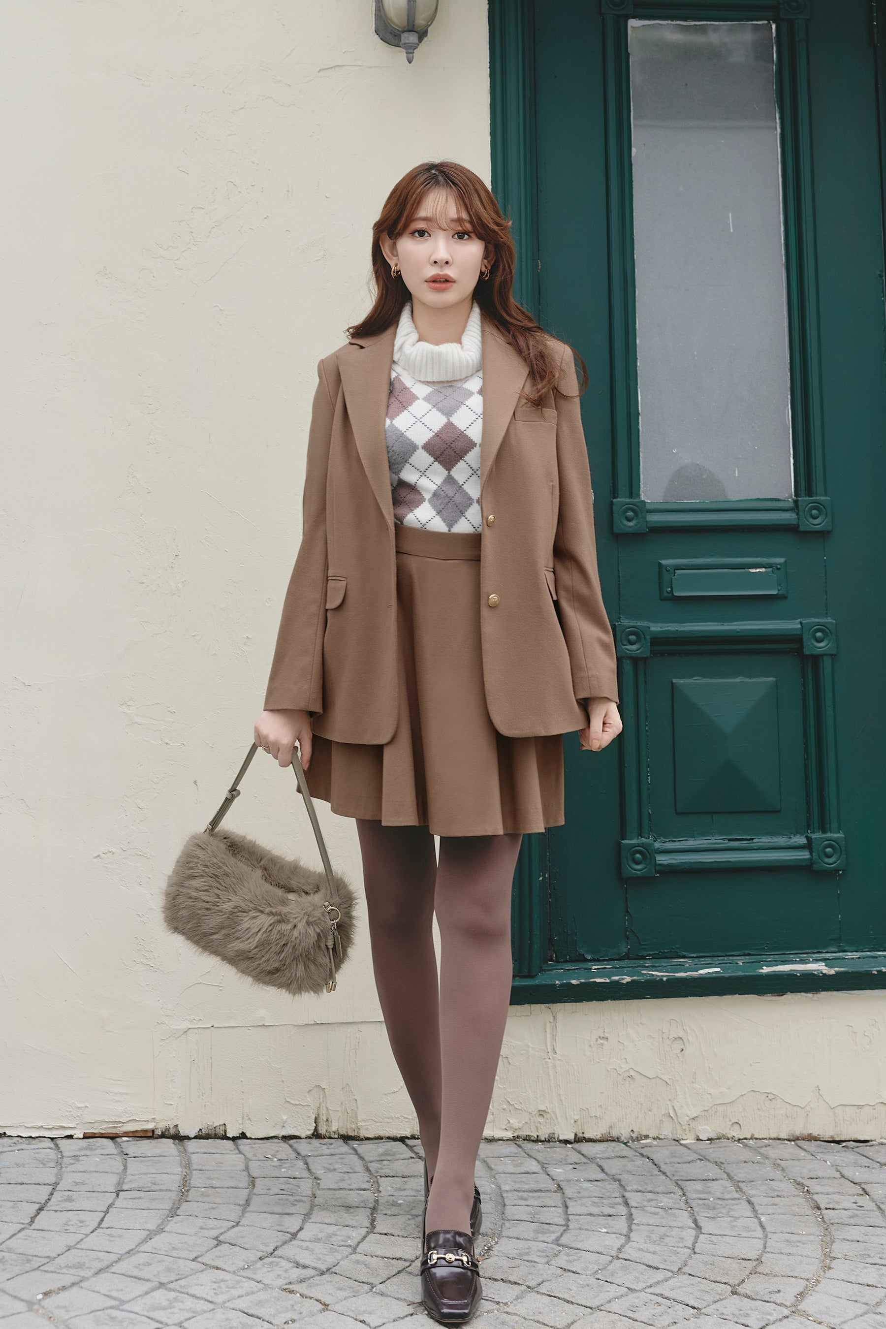 Pia Argyle Knit Top